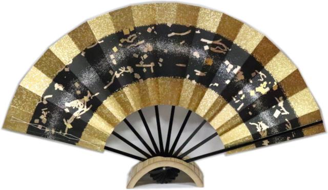 尺扇≪天地太金　黒地≫黒竹◇1尺 化粧箱なし　尺扇子【舞扇】京扇子【尺舞扇】扇子　尺舞　ｋ008