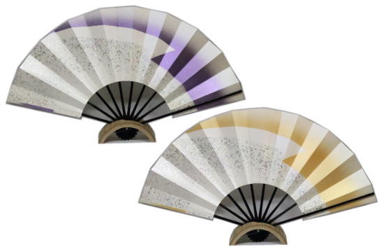 尺扇≪松皮ホログリッタ—　紫・金≫黒竹◇1尺 化粧箱なし　尺扇子【舞扇】京扇子【尺舞扇】扇子　　ｋ013　ｋ014の通販は 7,387円