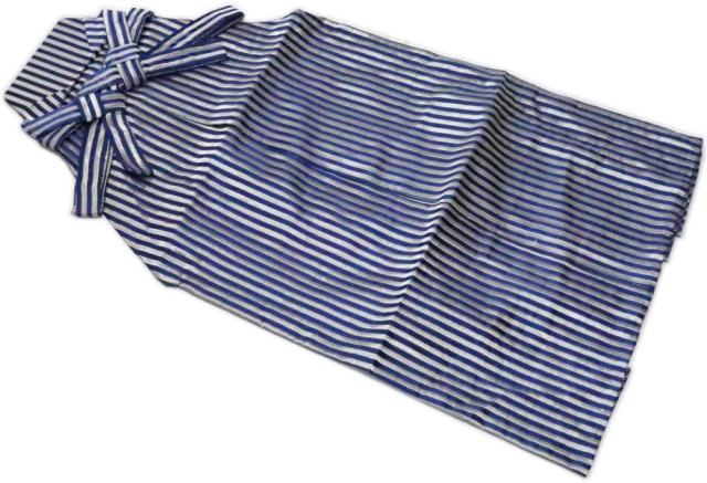 踊り袴・金襴袴　紺地　銀縞　馬乗り型　２尺３寸 【舞踊袴】舞袴 　背板（腰板）付き 踊り用 男物