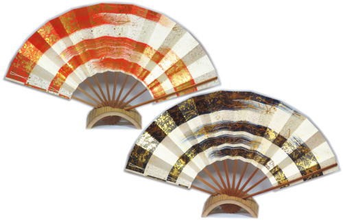 舞扇子≪テ395・396　手引かすみ　手押し箔　朱　紺≫◇9寸5分◇スス竹　化粧箱入り　京扇子　扇子　舞扇