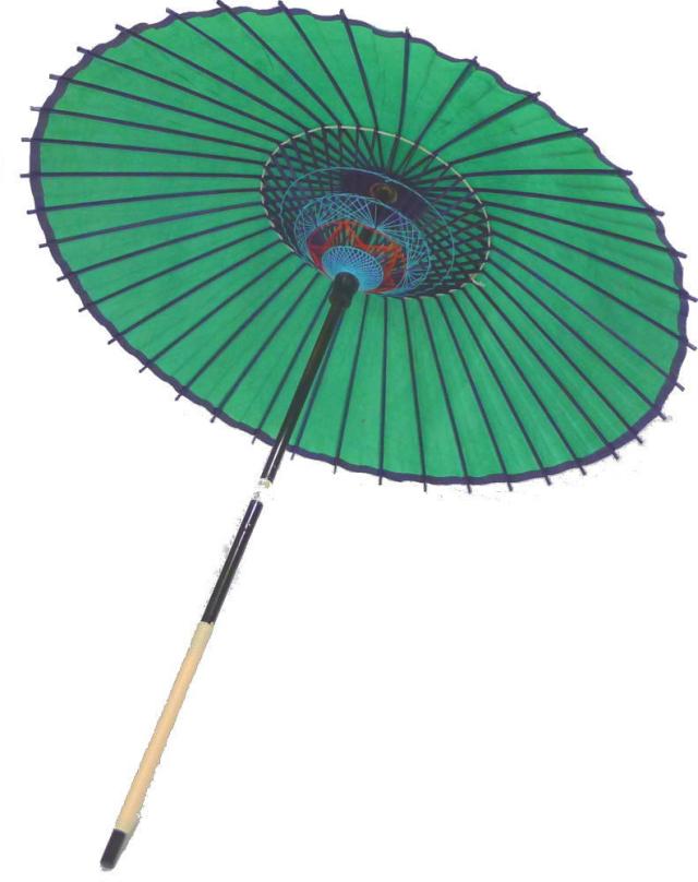 紙傘 緑（2本継）【在庫限り】日本製 持ち運びに便利な継ぎ柄！舞台