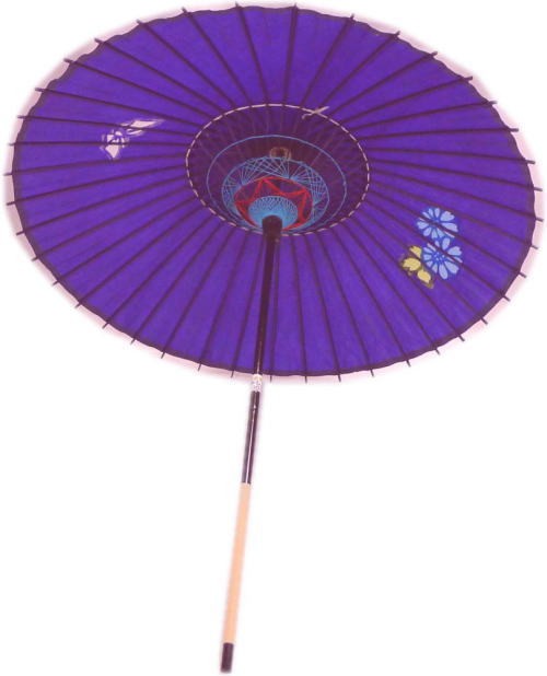 紙傘 紫地 透かし 花 蝶（2本継）【在庫限り】日本製 持ち運びに便利な