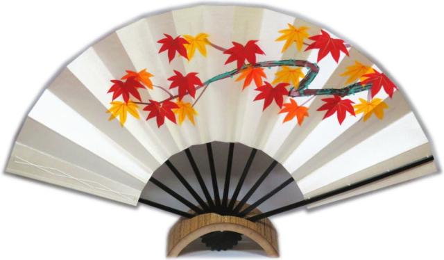 舞扇子≪ナ-528　パール地　もみじ　手描き≫◇9寸5分◇黒塗竹　化粧箱入り　京扇子　扇子　舞扇 紅葉の通販は