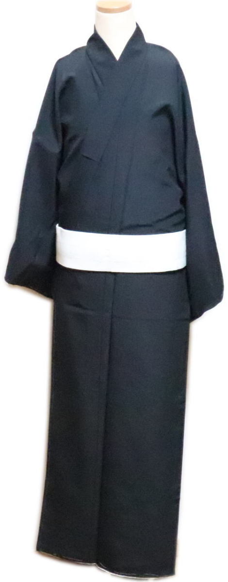 仕立上　男物　無地 “胴抜仕立”≪黒１　八掛白地金箔≫八掛仕立　大きいサイズ「舞台衣装・ステージ衣装」【送料無料】着物　踊り着物 踊り用