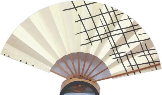 尺舞≪ナ551　鳥の子地　格子　紺≫スス竹◇1尺【舞扇子】【尺扇子】化粧箱なし【舞扇】京扇子【尺舞扇】扇子【尺扇】