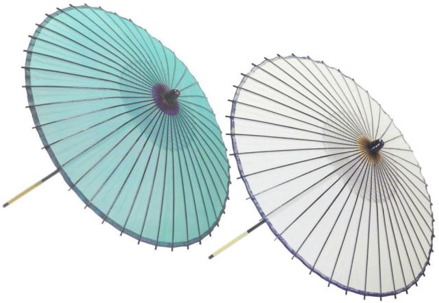 絹傘18　草・白　国産　２本継　装飾・文化祭・大道芸・コスプレ【舞台・舞傘・撮影・小道具】日本製　２本柄　和傘