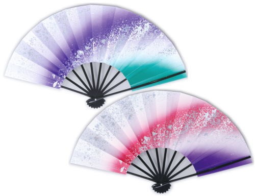 舞扇子≪撰257-258　金箔≫紫　ピンク　緑◇黒塗竹◇9寸5分　化粧箱入り　京扇子　扇子　舞扇