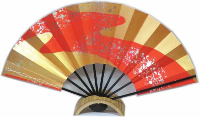 舞扇子≪セ5223　金地　ホログラム箔　流水　朱≫9寸5分　黒塗竹　化粧箱　京扇子　扇子　舞扇の通販は 5,487円
