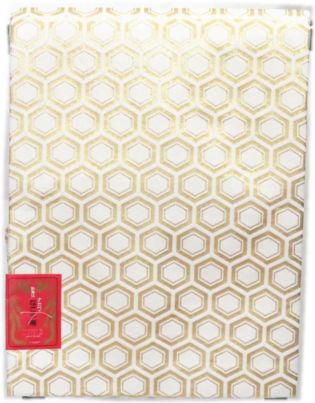 八寸名古屋帯・踊り帯 金襴帯　白地金亀甲　名古屋仕立　お稽古着や着付けの練習用に最適！【日本舞踊・舞台・ステージ・カラオケ】【在庫処分】