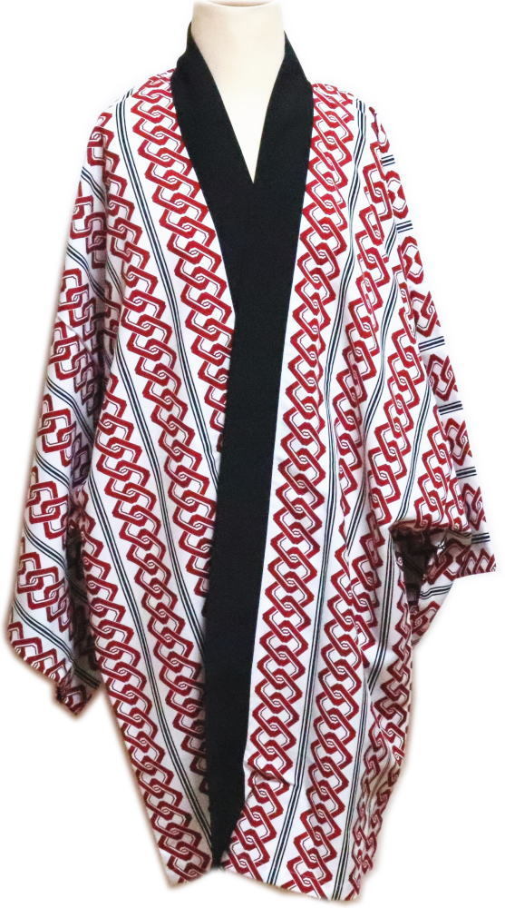 踊り半纏　赤吉原つなぎ　着物用　日本製　お祭用品・祭用品・お祭衣装【法被・半被・ハッピ】半纏・半天・袢纏・ハンテン【踊り衣装・踊り衣裳】 踊り半纏 赤吉原つなぎ 着物用 日本製 お祭用品・祭用品・お祭衣装【法