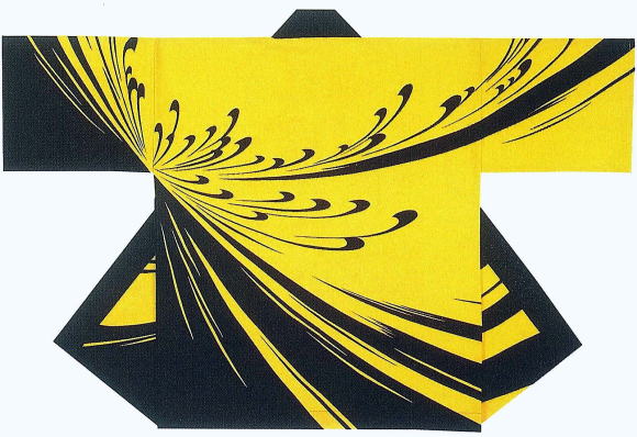 踊り半纏　衆53306（顔料染）黄　黒　お祭用品・祭用品・お祭衣装【踊り衣裳・踊り衣装】