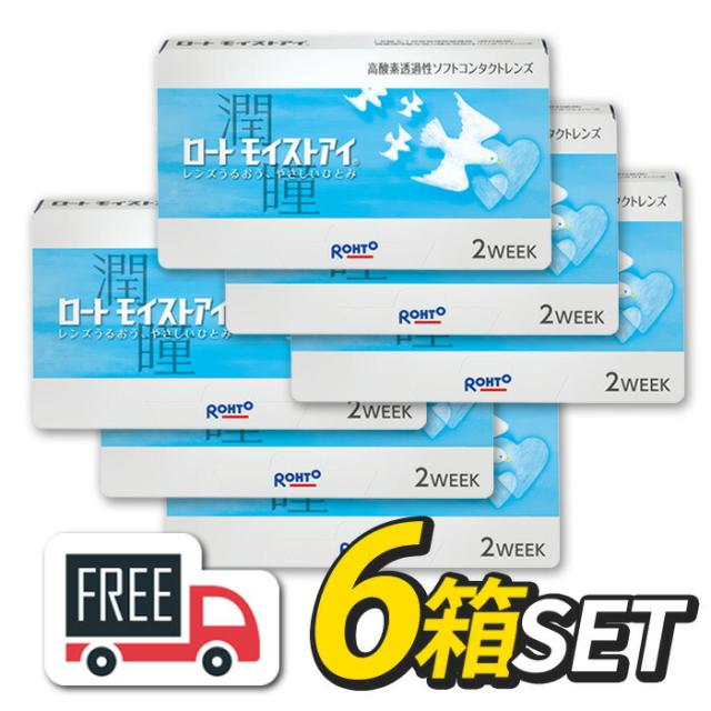 ロート モイストアイ 6箱（1箱6枚入）コンタクトレンズ 2週間 使い捨て 2ウィーク 近視 遠視 送料無料