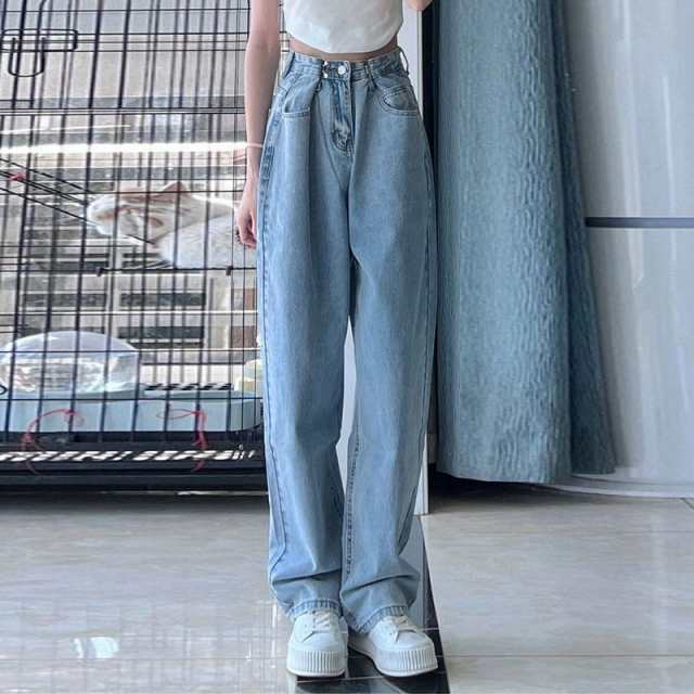 デニムパンツ ジーンズ レディース デニムワイドパンツ ハイ