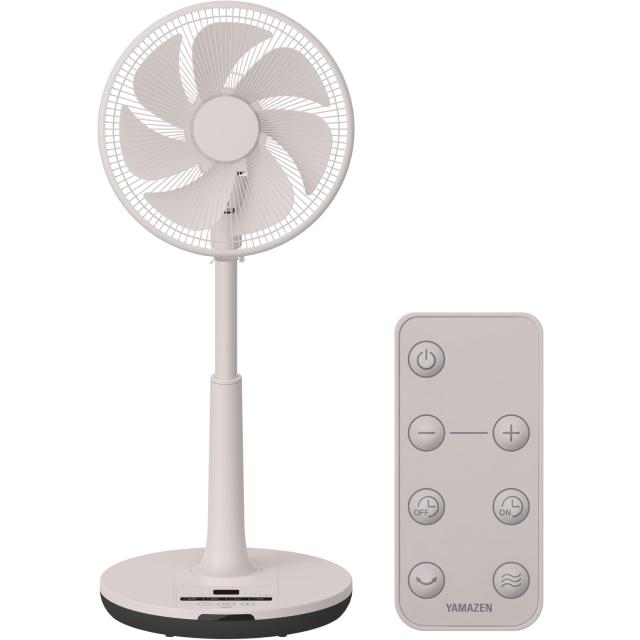 限定 山善 扇風機 リビング 日本電産製 DCモーター搭載 静音 リモコン付き 左右自動首振り 風量切替12段階 入切タイマー付 サンドベージュ