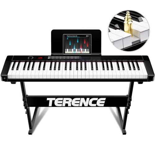 【送料無料】TERENCE 電子ピアノ 61鍵盤 改良モデル キーボードピアノ タッチレスポンス鍵盤 MIDI対応 ステレオスピーカー搭載 電子キー