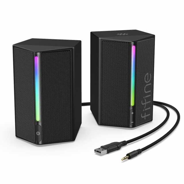 FIFINE ゲーミングスピーカー USB給電 ゲーミング RGBスピーカー PC/モバイルプレーヤー/ミキサー/ＴＶ RGB制御可能 音量調節の通販は 9,343円