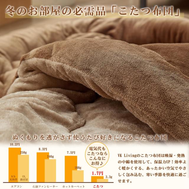 VK Living こたつ布団 丸型 単品直経225cm 発熱綿使用SUPER HOT撥