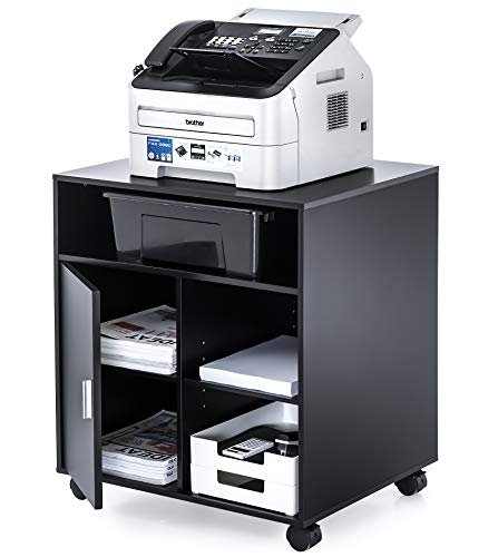 FITUEYES プリンター台 オフィスワゴン キャスター付き プリンターラック 木製 黒 600*500*673mm PS406001WBの通販は