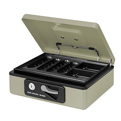 PLUSプラス 金庫 手提金庫 小型 W230×D194×80mm エルグレー 12-862