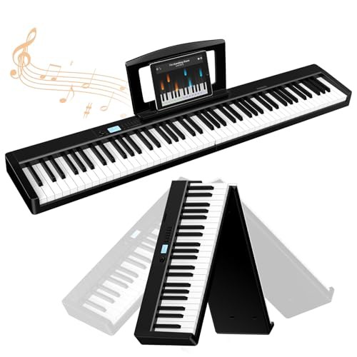 【送料無料】TERENCE 電子ピアノ 88鍵盤 折り畳み タッチレスポンス鍵盤 5Wデュアルスピーカー MIDI対応 キーボード ピアノ 充電可能 ペ