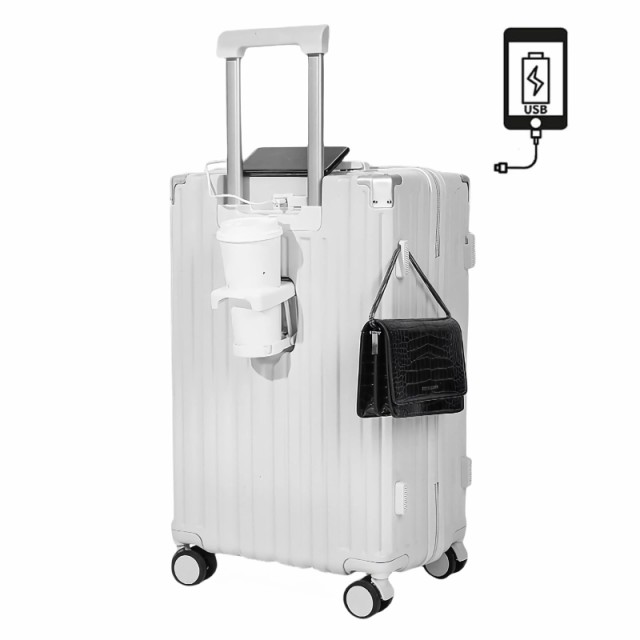 【送料無料】1~3泊 スーツケース 機内持ち込み キャリーケース USBポート付き キャリーバッグ カップホルダー付き 隠しフック機能 充電機