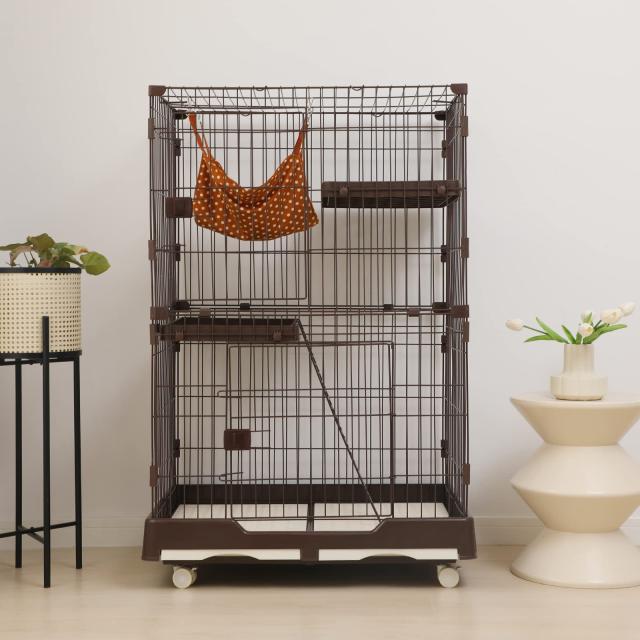 Shinyever 猫 ケージ 大型 猫ゲージ 3段 82*57*179CM キャスター付き ハンモック付き キャットケージ猫 梯子付き ドア付の通販は