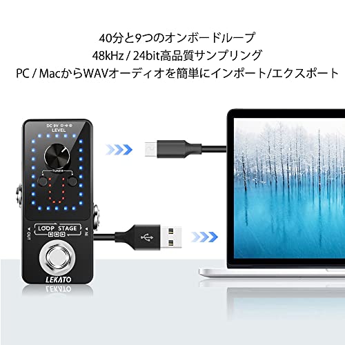 ルーパー エフェクター チューナー機能が付き 9ループ ベース マルチエフェクター loop 40分無制限のオーバーダブ ペダルループステーショ_4