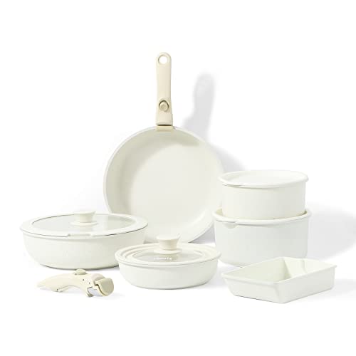 カローテ CAROTE フライパン セット IH対応 ガス火対応 鍋セット 12点 取っ手のとれる マーブルコート こびりつきにくい 手入れ簡単の通販は