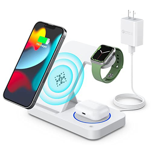 【送料無料】2023 15W急速充電ワイヤレス充電器 3in1 インテリジェントワイヤレス充電ステーション Qi認証 Apple Watch 充電スタンド
