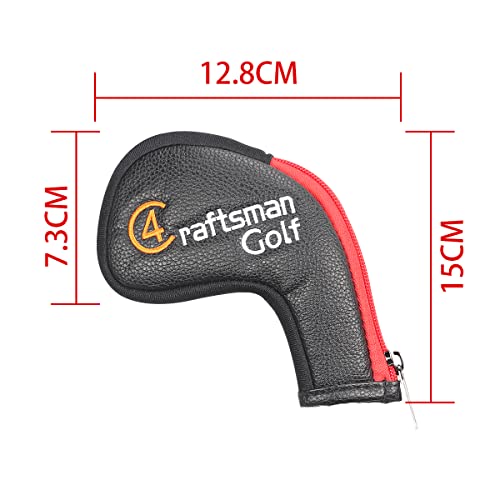 CRAFTSMANクラフトマンゴルフアイアンカバー ウェッジカバー ファスナー開閉 ロングネック セット 11枚入り4〜9、P、A、S、L、X