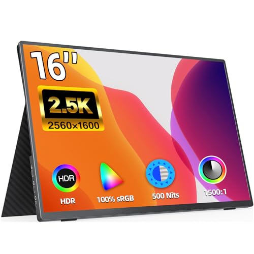 モバイルモニター kksmart 16インチ 超薄型 超軽量540g 狭額縁 高輝度500nits 100%広色域 2K解像度2560x1600の通販は