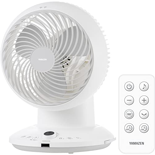 山善 洗える サーキュレーター 20畳 DCモーター 360度首振り 換気/空気循環 風量調節8段階 リモコン付き 入切タイマー搭載ホワイト Y
