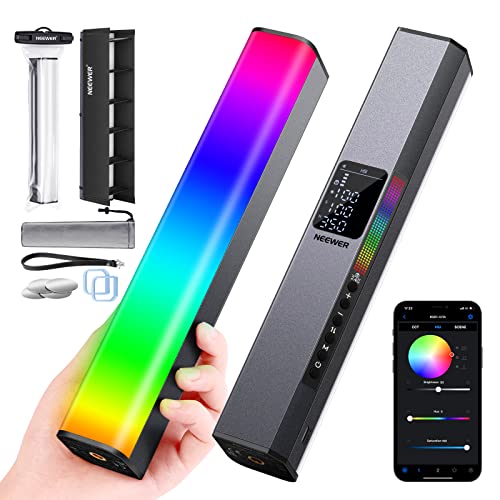 NEEWER RGB LEDビデオライトスティック タッチバーとアプリ制御 磁気 ハンドヘルド 調光可能 3200K〜5600K CRI98+