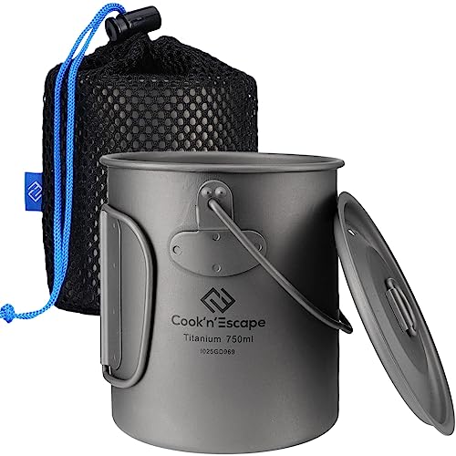 COOK'N'ESCAPE チタン マグクッカー 軽量 吊り鍋 750ml 直火 マグカップ 蓋付き ラーメンクッカー アウトドア 食器 ソロの通販は