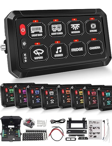 CHELHEAD スイッチパネル RGBバックライト 8ギャング 調光可能 ストロボタッチ 防水制御パネル汎用 回路制御 リレーシステムボックスの通販は