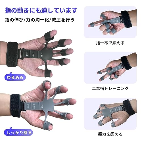フィンガーストレッチャー 13LB-21LB 調整可能 Amazon | MAHOUYA 指の強化 握力 トレーニング リバースグリップ