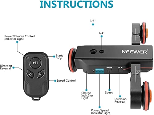 Neewer 3輪ワイヤレスビデオカメラドリー リモコン付き 3段速度