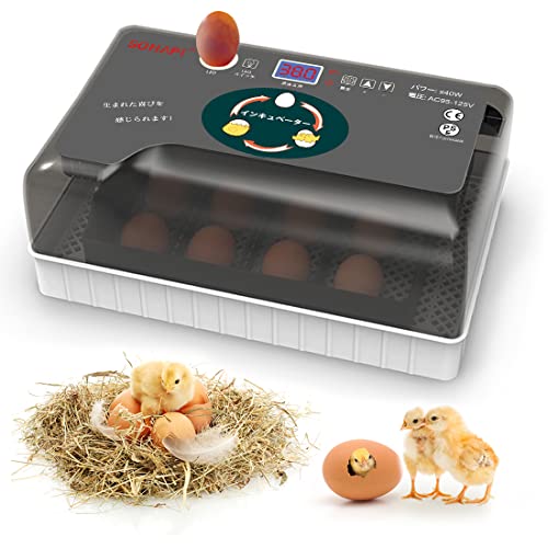 SOHAPI インキュベーター 自動孵卵器 孵化器 自動転卵 大容量 照卵器付き デジタル表示 自動温度制 湿度保持 子供教育用 家庭用 孵化率