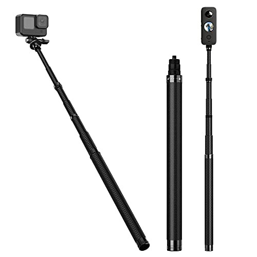 【送料無料】TELESIN Insta360 GoPro 用 自撮り棒1.16M 炭素繊維 軽量 防水 4段伸縮式 Go Pro Max He