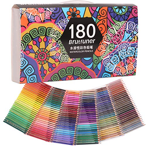 CDEK 色鉛筆 水溶性色鉛筆 180色セット 鉛筆削り ペイント ブラシ 消しゴム付き 色鉛筆