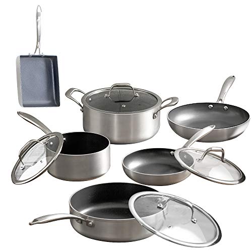 アイリスオーヤマ フライパン 鍋 10点セット 26?p 20?p IH 対応 ダイヤモンドグレイス シルバー KITCHEN CHEF DG-SE