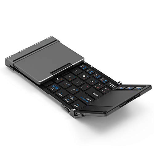 iClever Bluetooth ワイヤレス キーボード 折り畳み モバイルキーボード タッチパッド付き マルチペアリング USB ipadの通販は