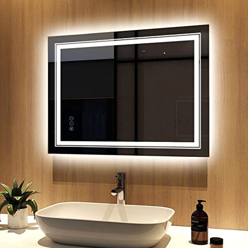 Wisfor 洗面台 鏡 LED ミラー 壁掛け 洗面所 照明 横掛け 縦掛け 浴室 ...