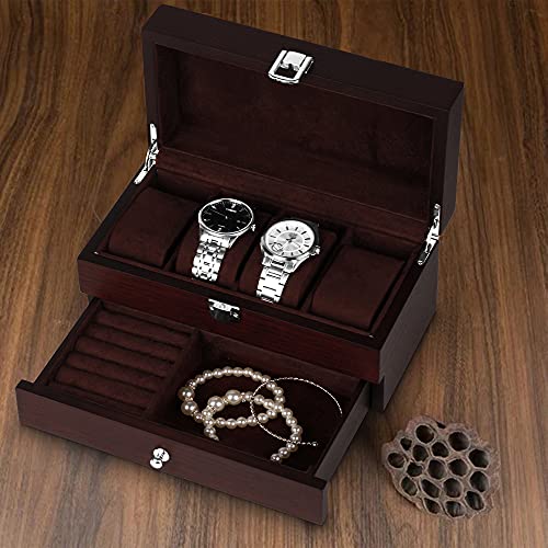 ジュエリーボックス 時計 アクセサリー セット　中古　現状 Baskiss 高級2層木製時計ケース ジュエリーボックス 腕時計収納