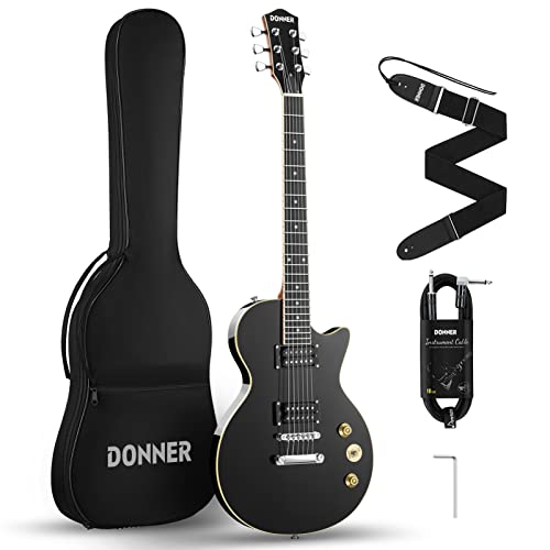 Donner エレキギター 初心者セット LPタイプ 39インチ フルサイズ ポプラ材 HHピックアップ配列 専用ケース ストラップ シールド付 初心者向け入門セット