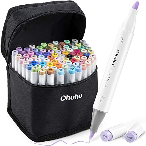 Ohuhu イラストマーカー 筆タイプ 80色81本 プロ愛用 パステル