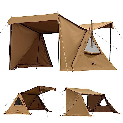 GOGlamping G・G PUP 2.0パップテントTC 1人用 メッシュ/耐熱シート三角窓 ソロテント ポリコットンテントアルミポール+ス