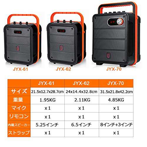 JYX スピーカーセット 拡声器 ワイヤレスマイク1本 Bluetooth JYX スピーカーセット 拡声器 ワイヤレスマイク1本 Bluetooth
