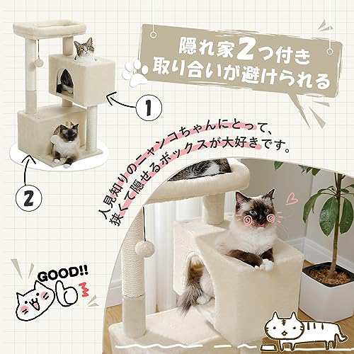 PAWZ Road キャットタワー コンパクト 据え置き 隠れ家 2つ 小型 PAWZ Road キャットタワー コンパクト 据え置き 隠れ家 2つ 小型