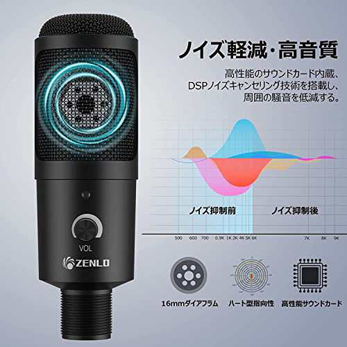 Amazon.co.jp: Faunow コンデンサーマイク USBマイク PC用マイク